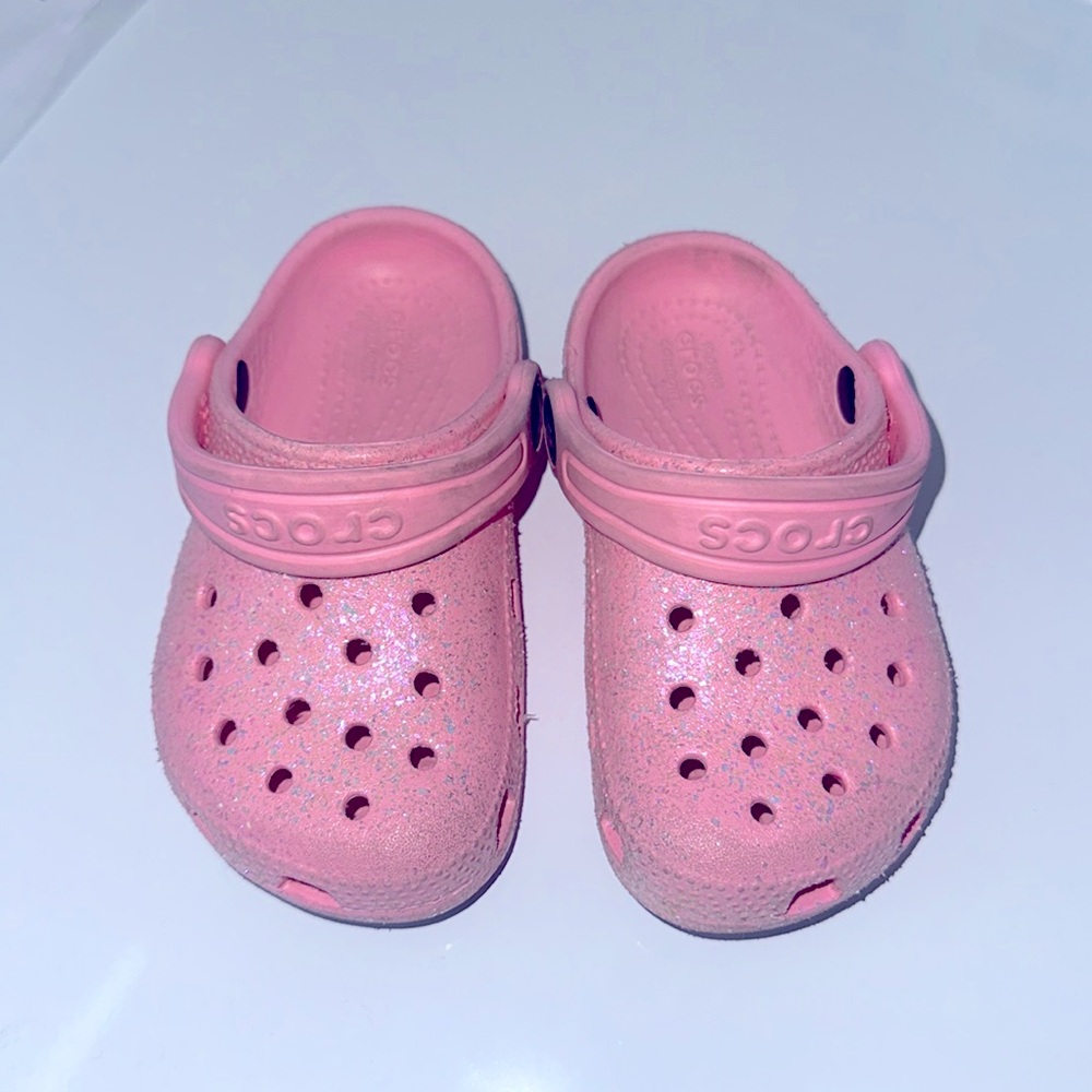 Pink glitter crocs - size 8c